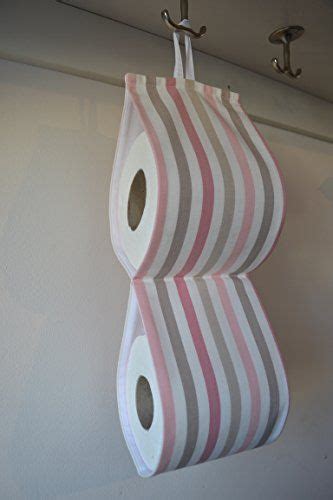 Fabric Toilet Rolls Holder Storagewhite With Pink And Brown Stripes