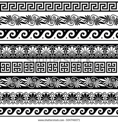 Ancient Greek Pattern Seamless Set Antique Stock Vector Royalty Free