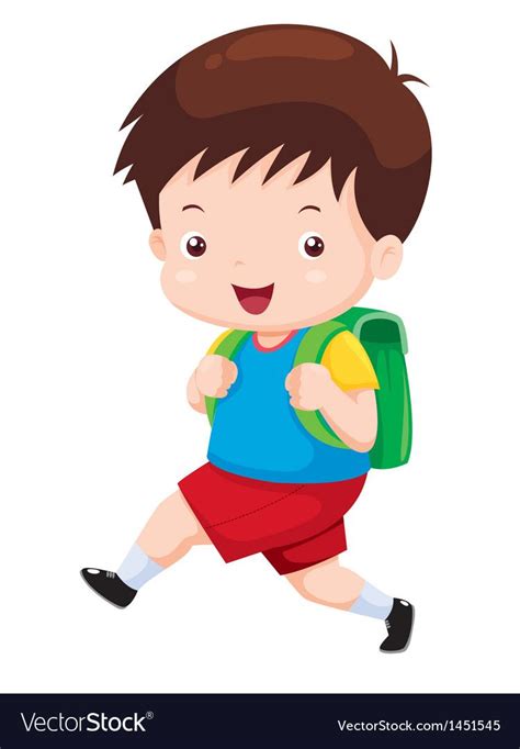 Vector Illustration Of Cute Boy Go To School Download A Free Preview