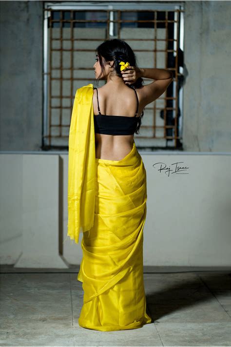 Dharsha Gupta In Yellow Saree Photos South Indian Actress