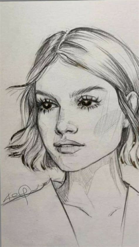 Pencil Sketch Sketches Of Girls Faces Cute Canvas Paintings Face