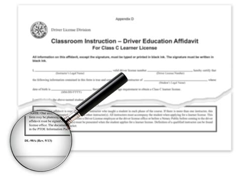 Classroom Instruction Driver Education Affidavit Voperbh