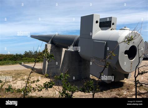 The German Ww2 Super Cannon At Hansholm Bunker Museum Denmark Stock