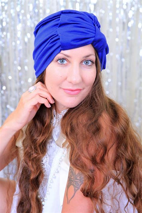 hair turban with bow in royal blue fashion head turbans for etsy hair turban turbans for