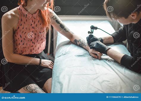 Pretty Girl Getting A Tattoo Stock Photo Image Of Needle Lifestyle