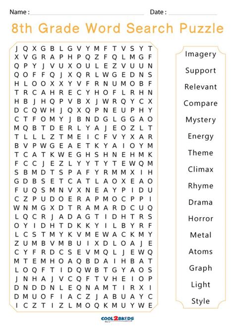 Printable 8th Grade Word Search Cool2bkids