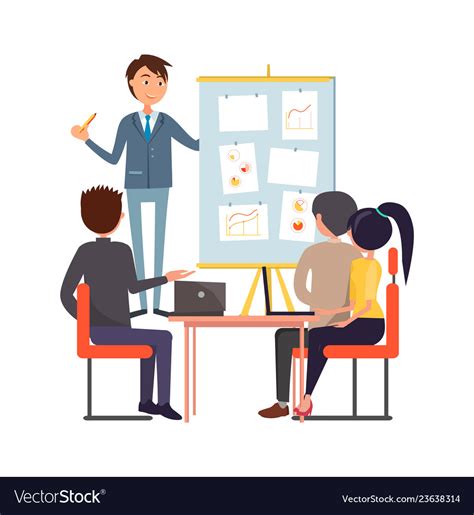People Meeting Or Briefing Sitting And Discussing Vector Image