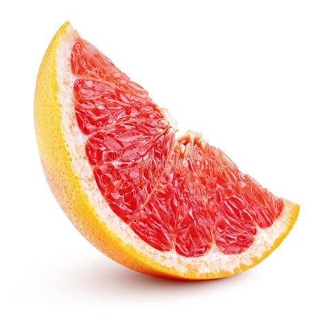 Wedge Of Pink Grapefruit Citrus Fruit Isolated On White Stock Image