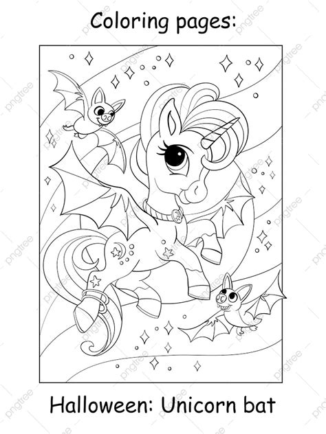 Cute Unicorn With Wings Flies In The Night Starry Sky With Bats Poster