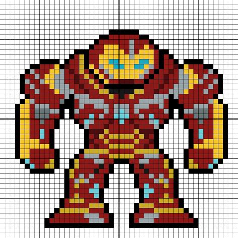 Hulkbuster Mark Ii Perler Bead Pattern Pixel Art Templates Perler