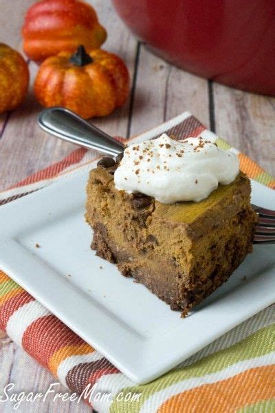 They are typically served with cream cheese frosting, but you can also serve them with a tasty, spiced glaze instead. Crock Pot Sugar-Free Pumpkin Pie Bars | Recipe | Sugar ...