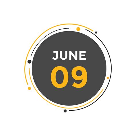 June 9 Calendar Reminder 9th June Daily Calendar Icon Template