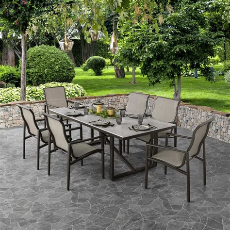 Agio Delray 7 Piece Sling Dining Set With Sintered Stone