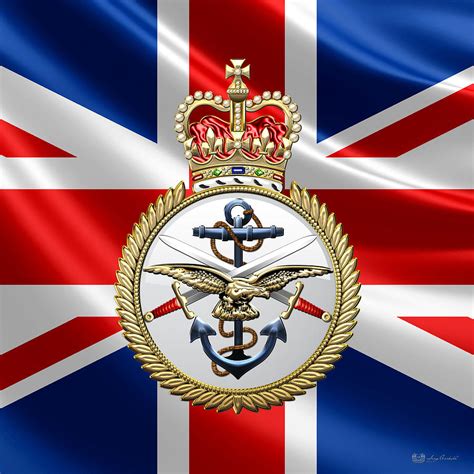 British Armed Forces Emblem Over Flag Digital Art By Serge Averbukh