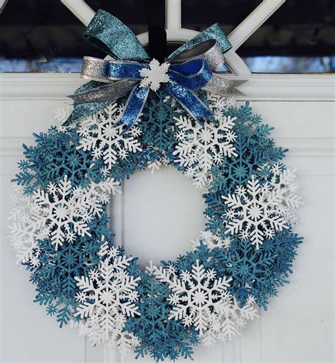 Winter Snowflake Wreath White Blue Wreath Winter Wreath Snowflakes