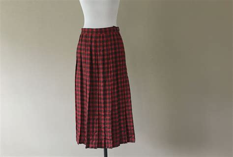 Talbots Pleated Plaid Tartan Skirt Vintage Midi Skirt Small Etsy