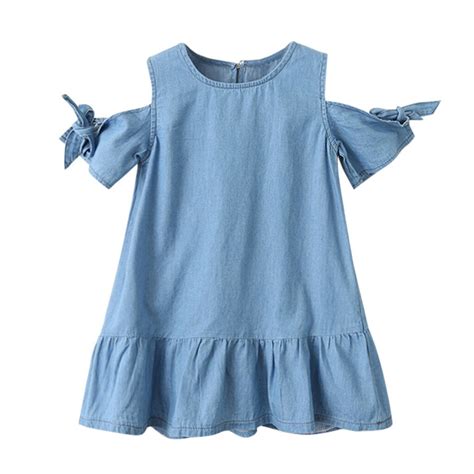 Muqgew Toddler Kids Baby Girls Clothes Strapless Bowknot Party Denim