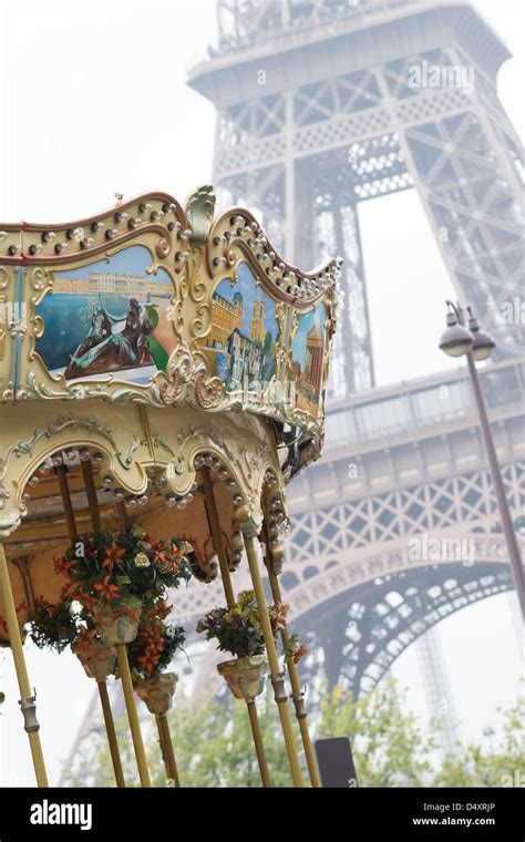 Vintage Style Carousel In Paris Stock Photo Alamy