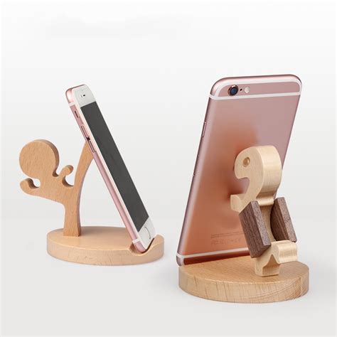 Phone Holder Stand Finger Ring Phoneholder Wooden Phone Stand Cell