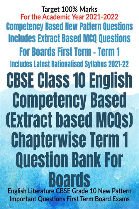 Cbse Class English Competency Based Extract Based Mcqs Chapterwise Term Question Bank For
