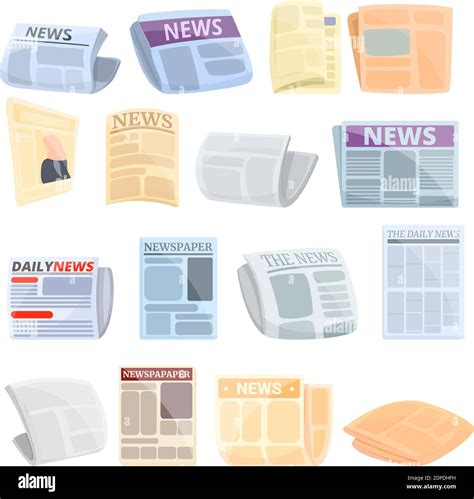 Newspaper Icons Set Cartoon Set Of Newspaper Vector Icons For Web