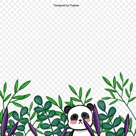Cute Panda Clipart Transparent Background Cute Panda With Green Leaves
