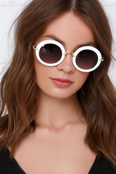 white sunglasses gold sunglasses round sunglasses 14 00 lulus