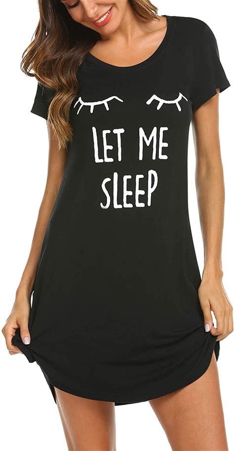 Nightgown Womens Cotton Night Shirt For Sleeping Sleepwear Short Sleeve