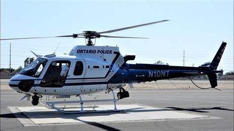 Two As350 Start Up And Takeoff Ontario Police Department Helicopters
