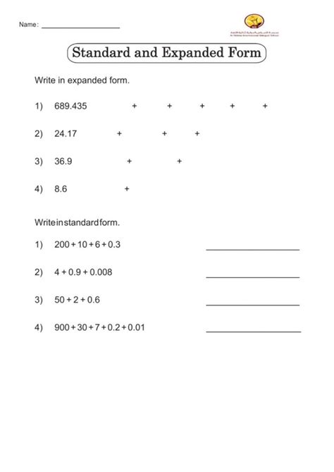 Writing Decimals In Expanded Form Worksheet Printable Worksheets