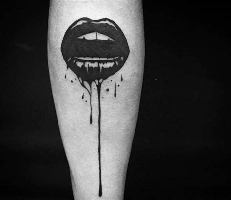 Black And White Lips Tattoo