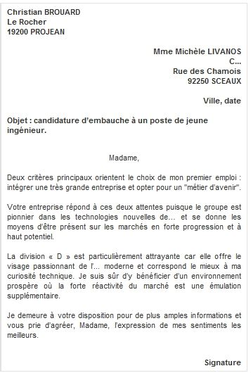 Check spelling or type a new query. exemple lettre candidature spontanee - Les lettres types