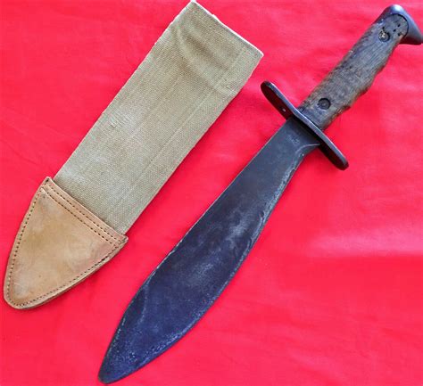 Ww1 Ww2 Usa Bolo Knife Bayonet With Scabbard Cover 1917 1918 Sword Jb