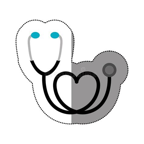 Color Black Sticker Stethoscope With Heart Icon Stock Illustration