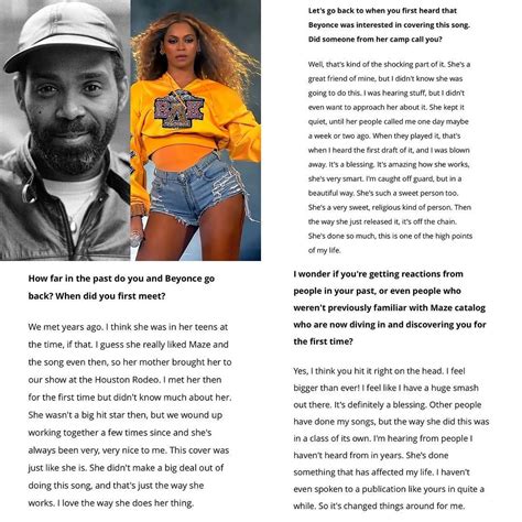 frankie beverly on beyoncé remaking his 1981 hit “before i let go ” 💛 frankie beverly remade