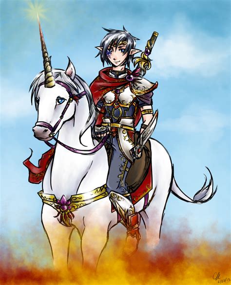 Elf Warrior Guy Riding A Unicorn By Chenkama On Deviantart