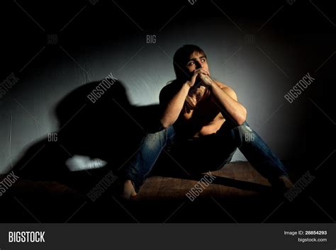 Sad Man Sitting On Image And Photo Free Trial Bigstock