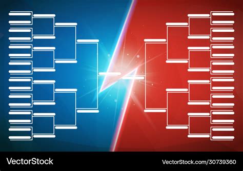 Tournament Bracket Template For 32 Teams On Blue Vector Image
