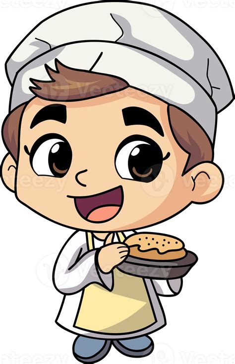 Free Happy Chef Man Holding Food Illustration In Doodle Style 23529242