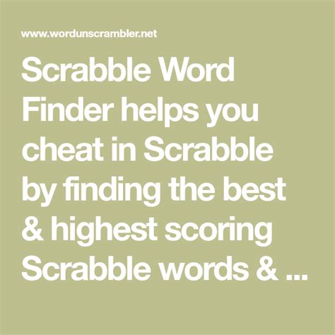 Scrabble Word Finder Helps You Cheat In Scrabble By Finding The Best