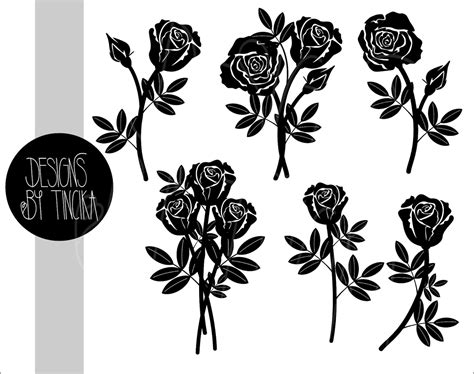 Rose Svg Png Clipart Rose Bouquet Svg Designs Bundle Etsy