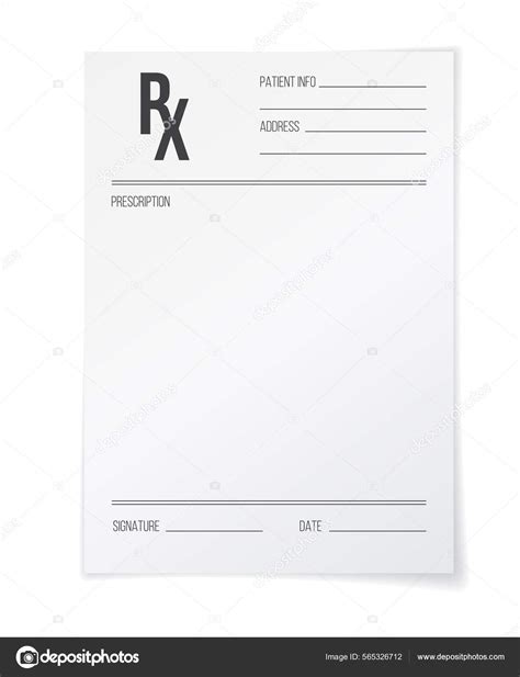 Form Pharmacy Hospital Realistic Vector Paper Blank Sheet Medical