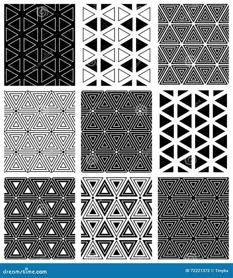 Seamless Triangles And Hexagons Patterns Stock Vector Illustration
