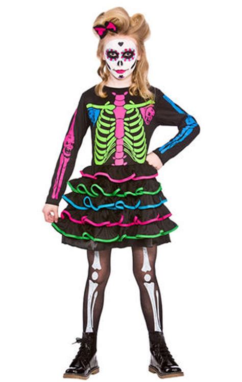 Maybe you would like to learn more about one of these? Skeleton + Facepaint Girls Fancy Dress Day Of The Dead ...
