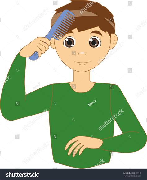 Boy Brushing Hair Isolated Vector เวกเตอร์สต็อก ปลอดค่าลิขสิทธิ์