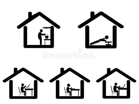 Study Work From Home Pictogram Depicting Student Boy Studying Writing