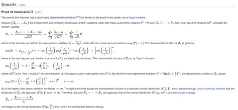 proof explanation - Central Limit Theorem - Wikipedia article ...