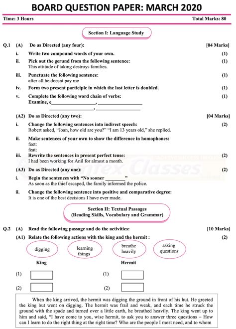 Look at the text in each question. Education: SSC English Question Paper 2020 - March ...