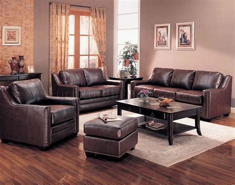Brown Bonded Leather Contemporary Living Room Sofa Woptions