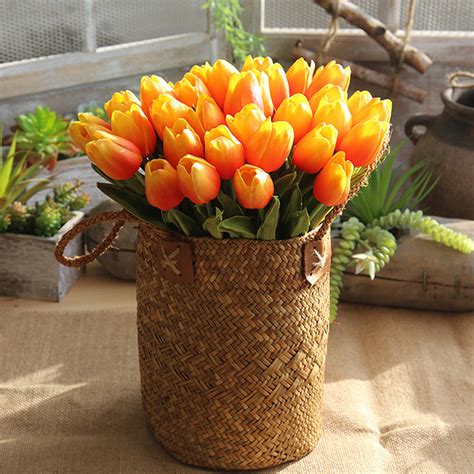 They complete their life cycle annually and are the major attraction of any garden. Gobestart Artificial Fake Flowers Tulip Bouquet Floral ...
